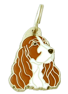 Cocker Spaniel branco & vermelho <br> (placa de identificação para cães, Gravado incluído)